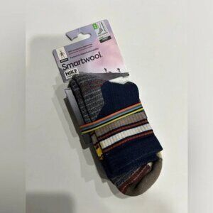 Smartwool Men's Medium Hike Stripe Light Crew Socks Blue Deep Navy Tan NWT